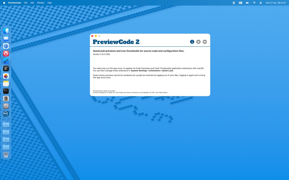 #1. PreviewCode (macOS) Av: Black Pyramid Software