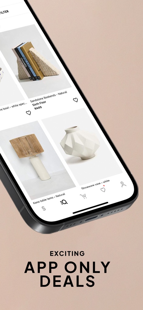 Superbalist | Fashion App - Discover unique home decor items like sandstone bookends and a stylish white vase, often available with 'APP ONLY DEALS' for exclusive savings.