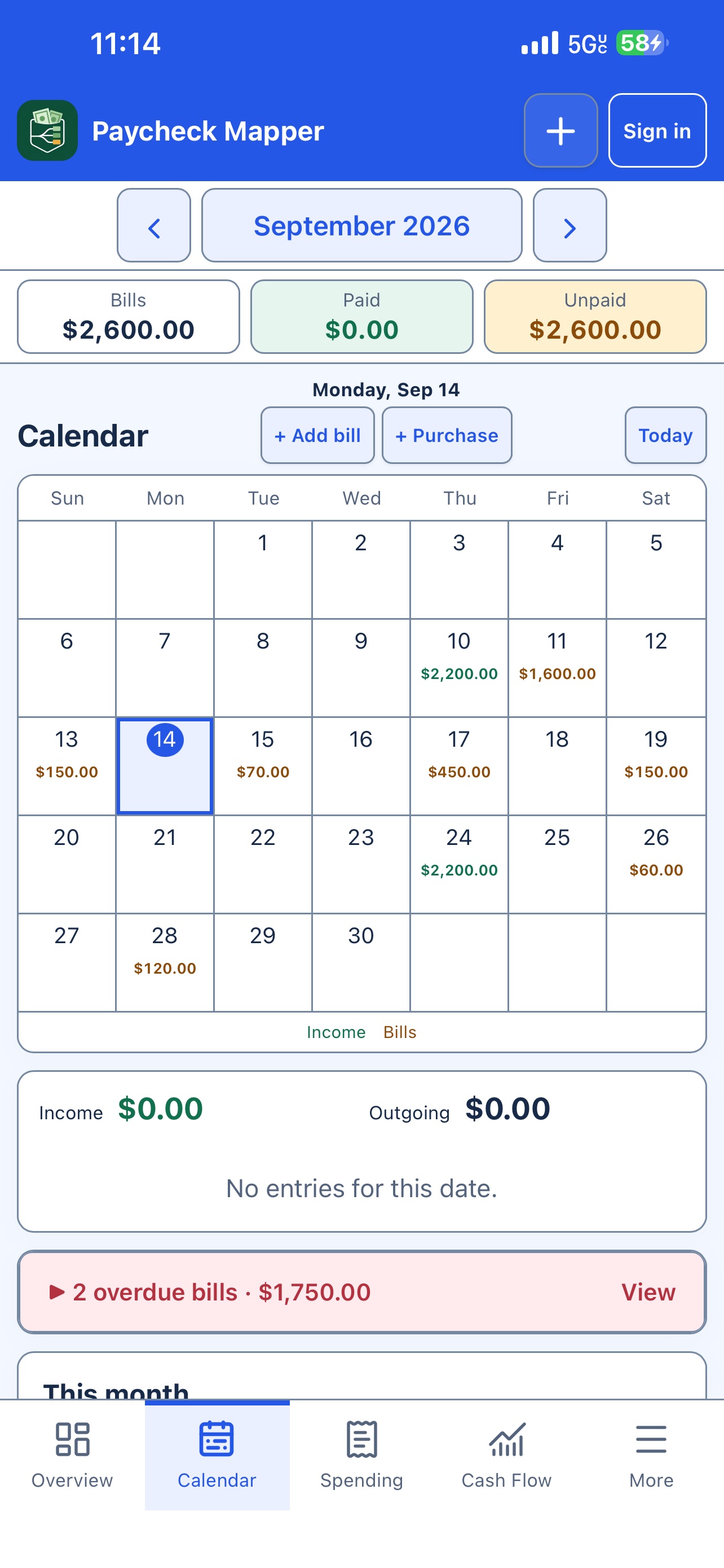 Screenshot 1 of Paycheck Mapper