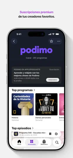Captura de pantalla de Podcasts De Apple en iPhone 2