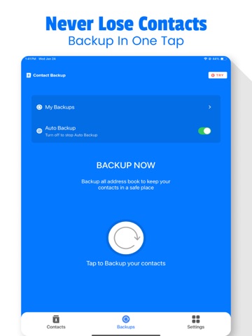 Contact.s Back Up iPad screenshot