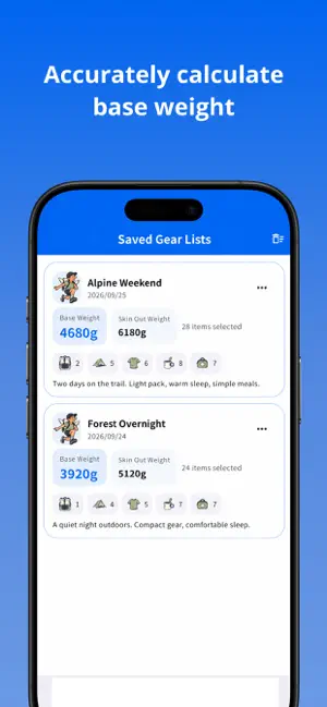 ULPacker UL gear wt tracker screenshot 3