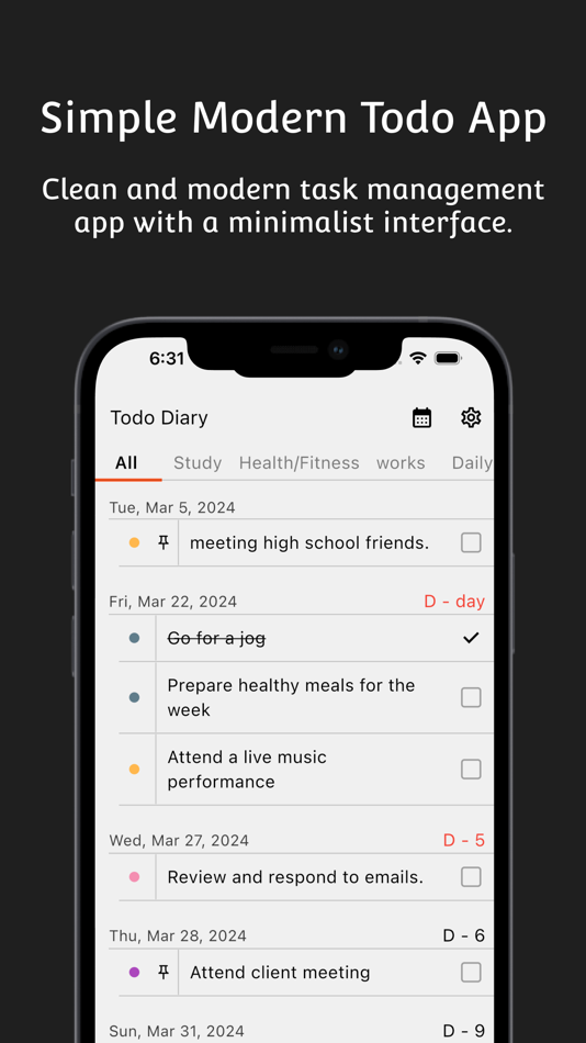 #4. todo diary - simple todo list (iOS) Podle: DongJoon Seo