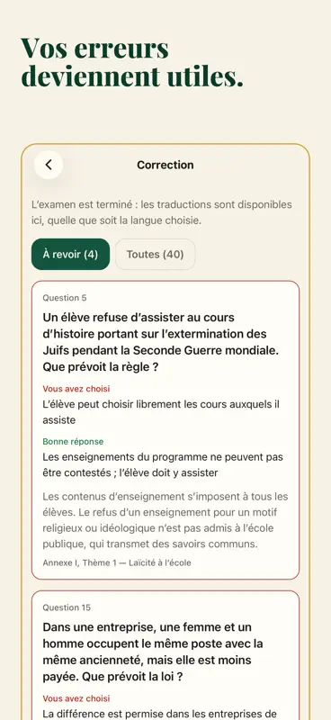 Examen civique : QCM, révision screenshot 6 of 6