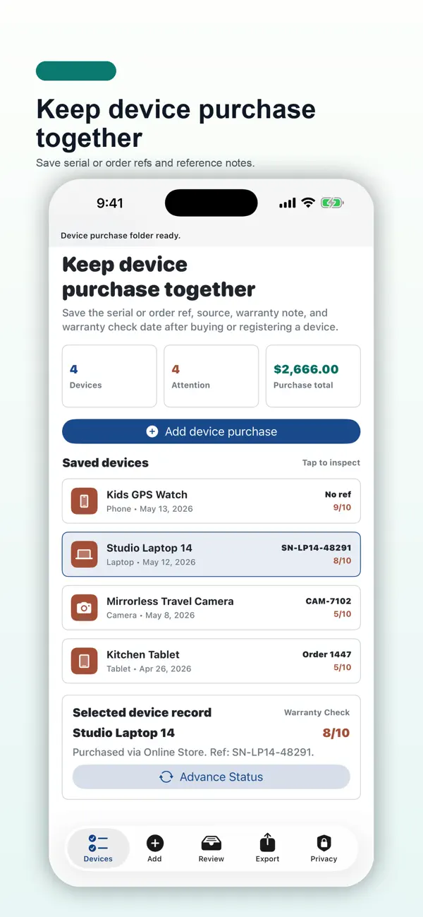 Screenshot #1 pour Device Purchase Ledger