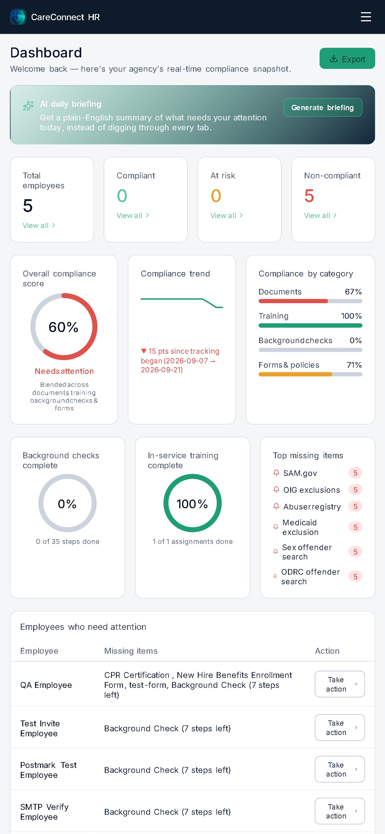 Screenshot 1 of CareConnect HR