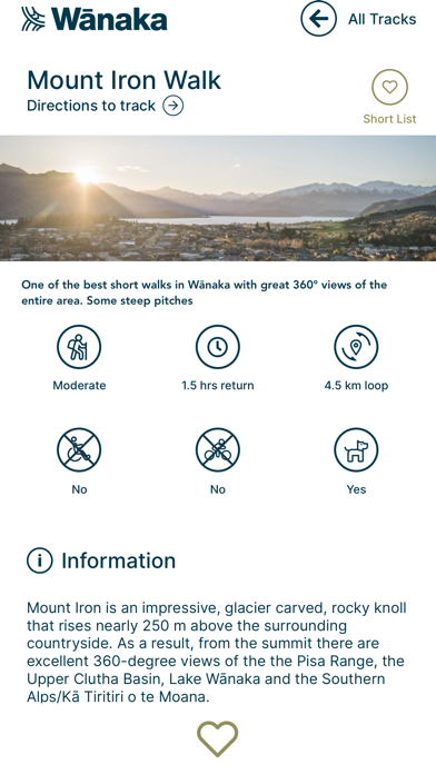 Wanaka Tracks App Screenshot