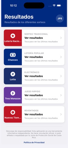 Loteria de Costa Rica iPhone screenshot
