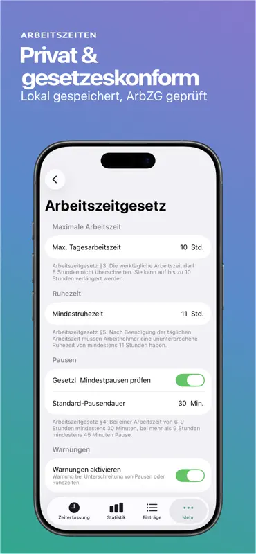 Arbeitszeiten – Zeiterfassung screenshot 7 of 7