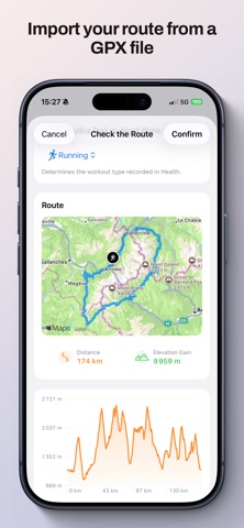Workout Roadbook app screenshot