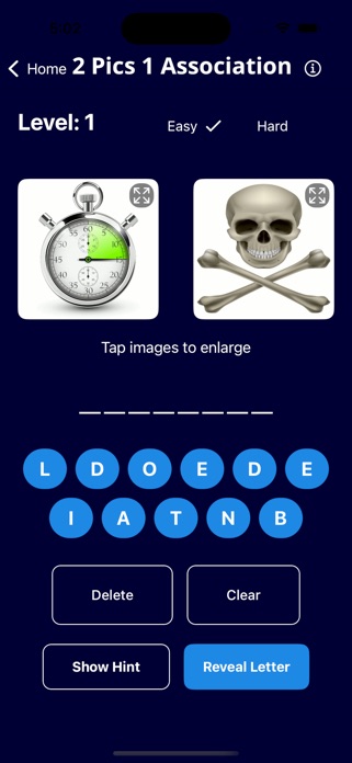 Screenshot of 2 Pics 1 Association Word Game