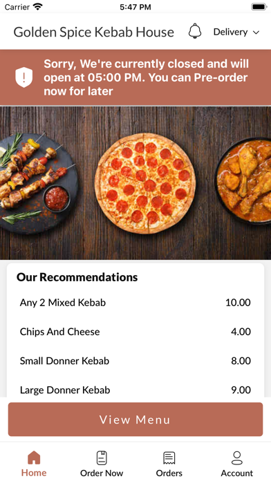 Golden Spice Kebab House. Screenshot