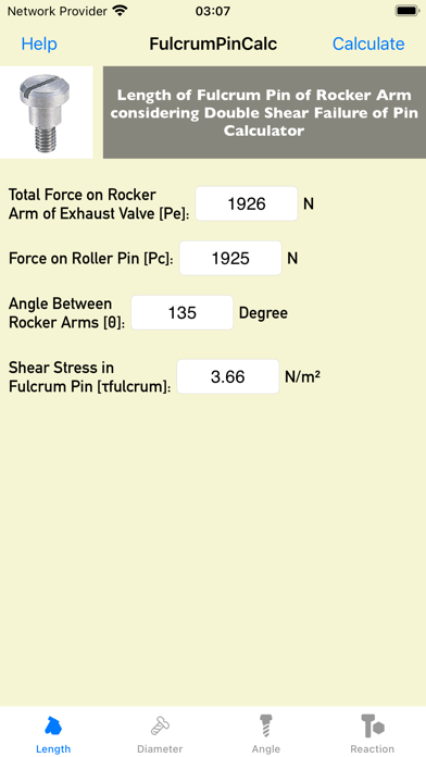 FulcrumPinCalc Screenshot