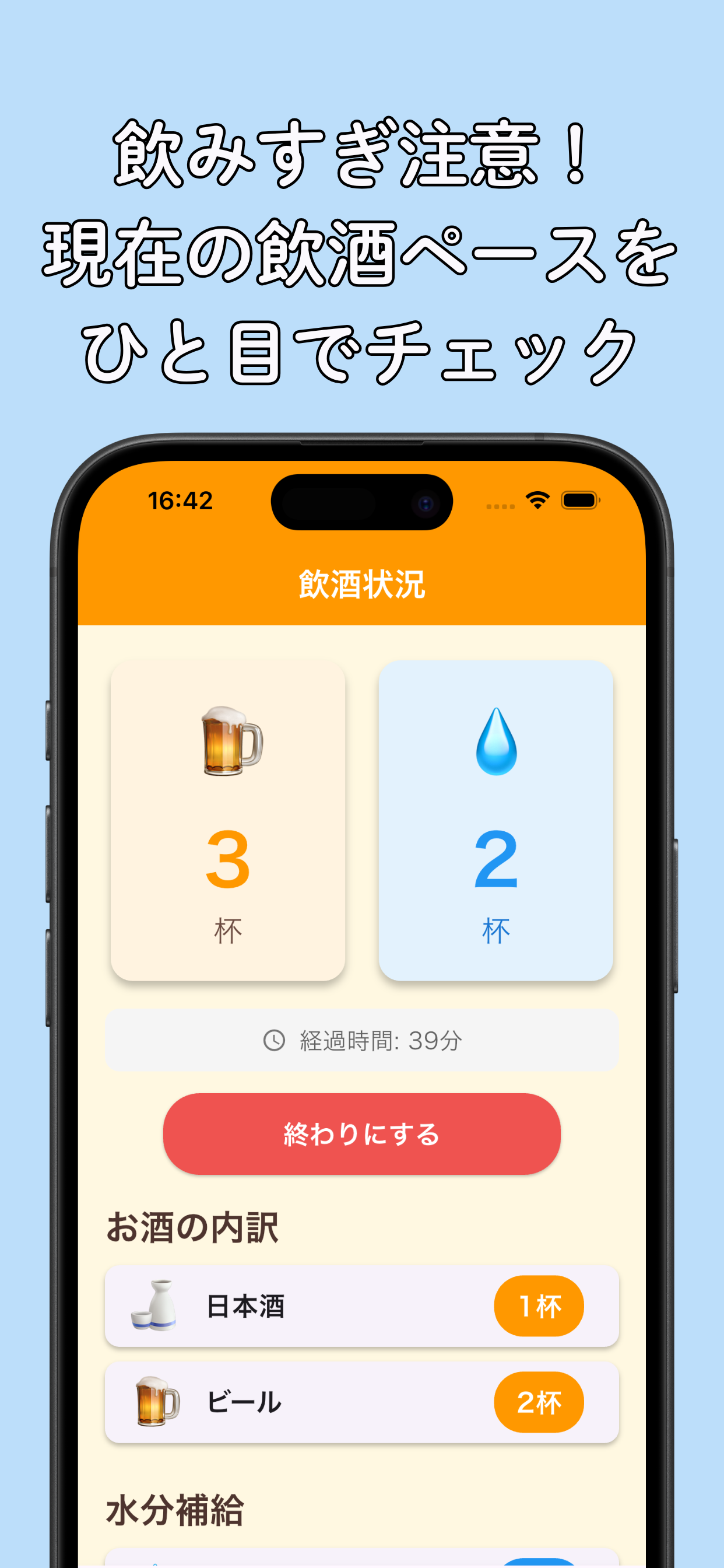 お酒×水分管理 飲みカウント - 楽しく飲んで賢く補給