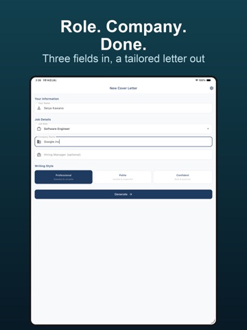 Cover Letter Creator+ iPad screenshot