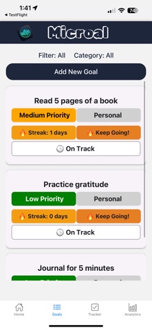 Microal: Goal & Habit Coach screenshot