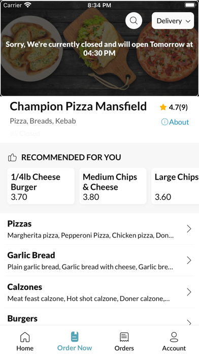 Champion Pizza Mansfield Screenshot