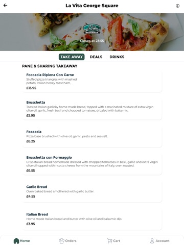 La Vita Restaurants iPad screenshot