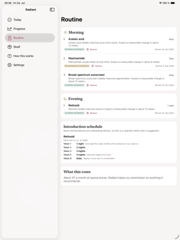 Radiant: Skin Care Coach iPad screenshot