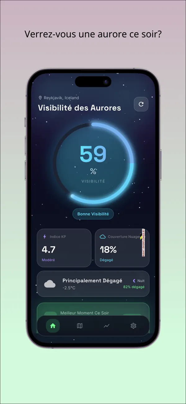 Screenshot #1 pour AuroraVisibility - Prévisio...