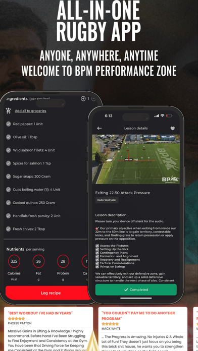 BPM Performance Zone Rugby App Screenshot