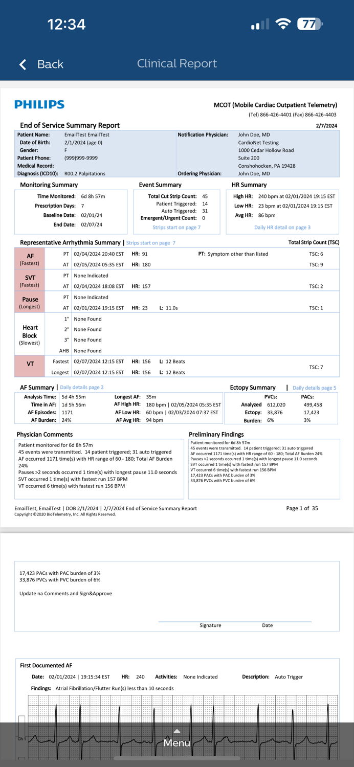 Philips ECG Reports