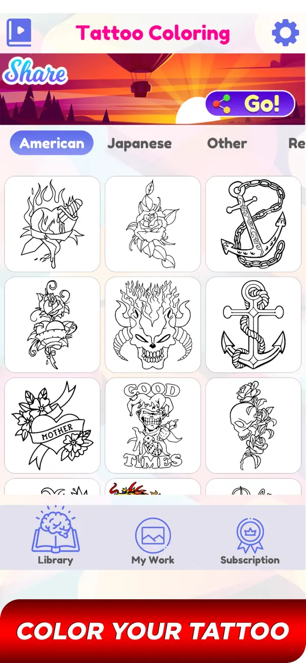 Screenshot #1 pour Tattoo Paint By Number Book