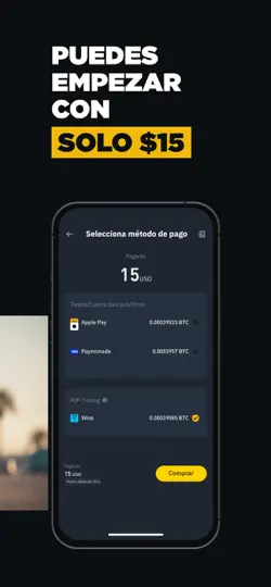 Captura de pantalla de Binance: Compra Bitcoin Crypto en iPhone 2