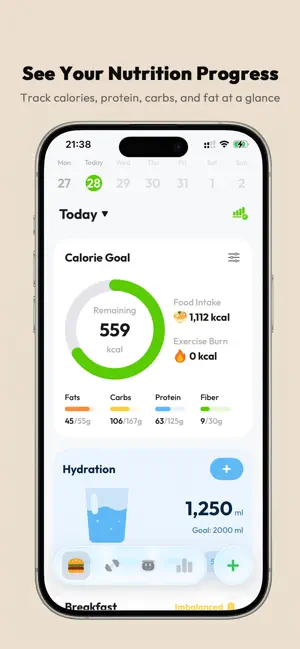 RoboFit: Food & Workout Log screenshot 1