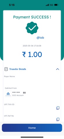 BHIM IOB UPI screenshot