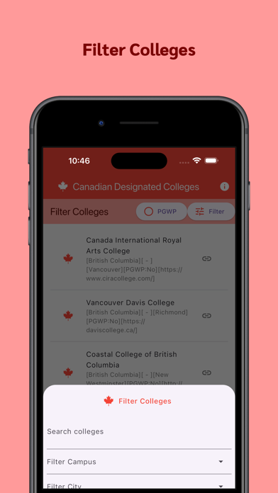 Canadian Designated Colleges Screenshot