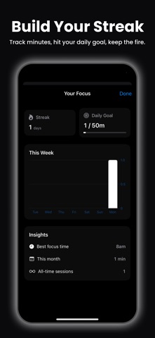 Pomodoro Focus Timer: OneTap iPhone screenshot