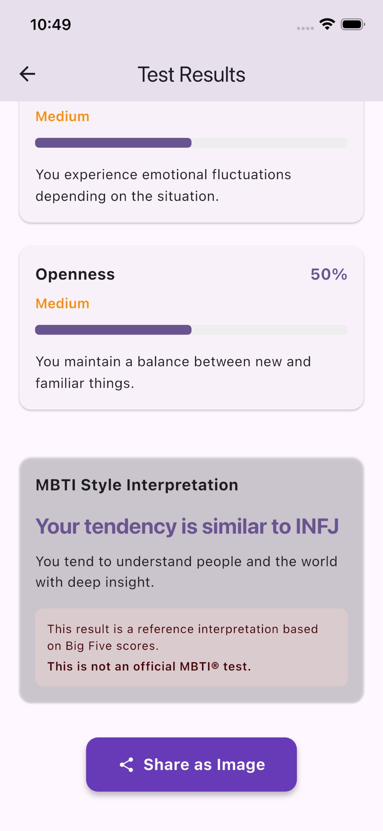 TraitTest - Big Five, MBTI screenshot 4