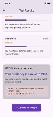 TraitTest - Big Five, MBTI screenshot