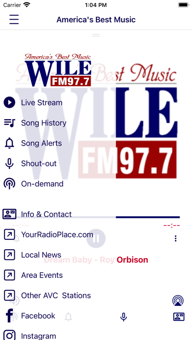 WILE 97.7FM Radio Screenshot