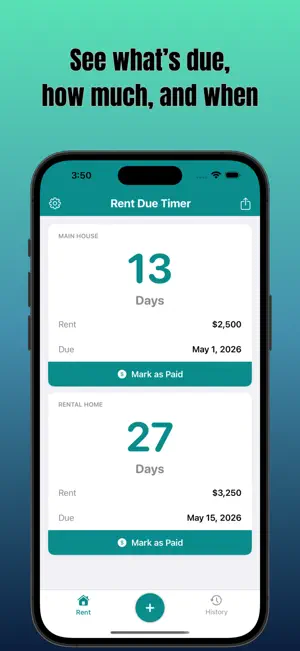 Rent Due Timer: Home Payments screenshot 1