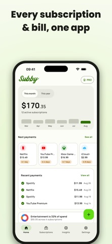 Subby Subscription Tracker Screenshot 1 of 8