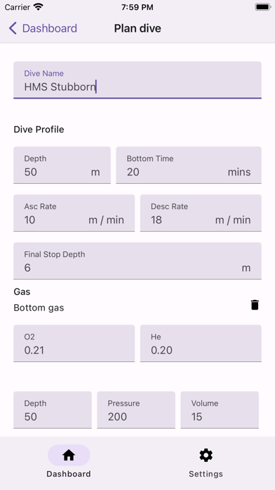 Diveplan - plan your dive Screenshot
