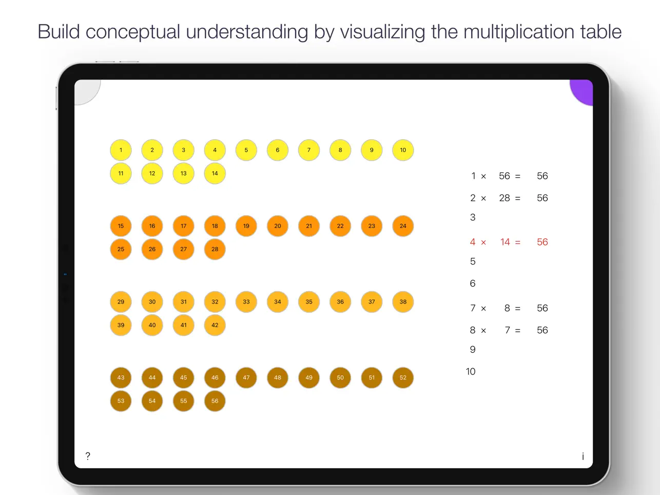 Screenshot #4 pour Visual Multiplication Table