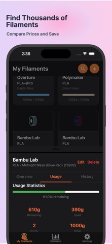 3D Print Filament Tracker Screenshot 3 of 5