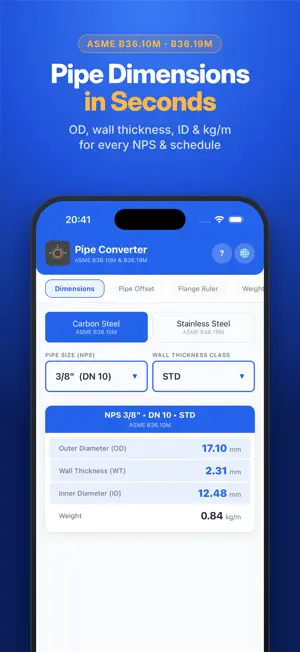 Pipe Calculator: ASME & NPS screenshot 1