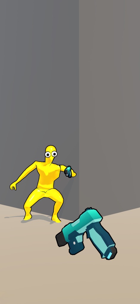 Ragdoll Shooting - Users can observe the distinct yellow ragdoll character and the vibrant teal gun, poised for instant action.