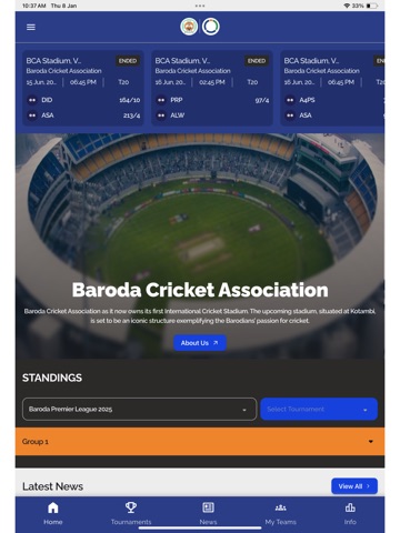 Baroda Cricket Association New iPad screenshot 2