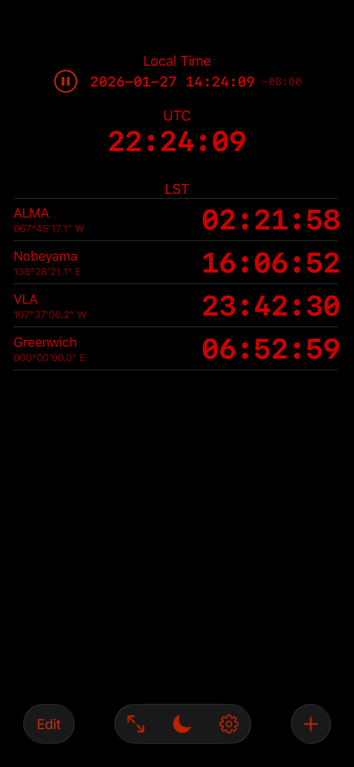 LSTclock: sidereal time clock screenshot 3