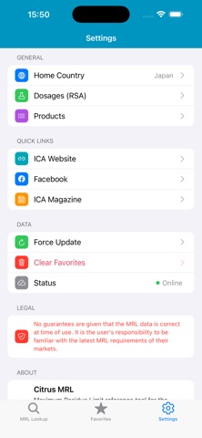 ICA Online Citrus MRL screenshot