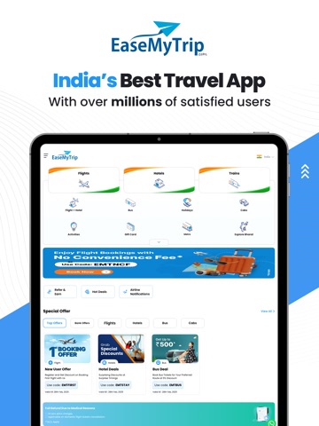 EaseMyTrip Flight, Hotel, Bus iPad screenshot