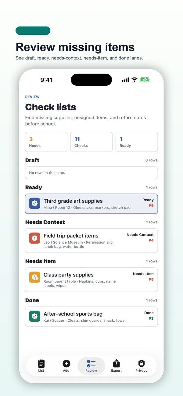 Screenshot #3 pour Class Supply List Pad