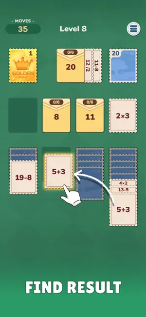 Math Solitaire: Stamp Sort screenshot 1