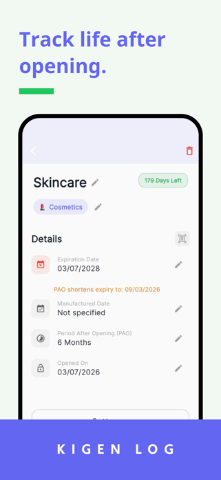 Kigen Log: Expiration Tracker Screenshot 4 of 6