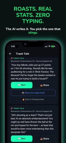 Trash Talk: AI Sports Roasts iPhone screenshot